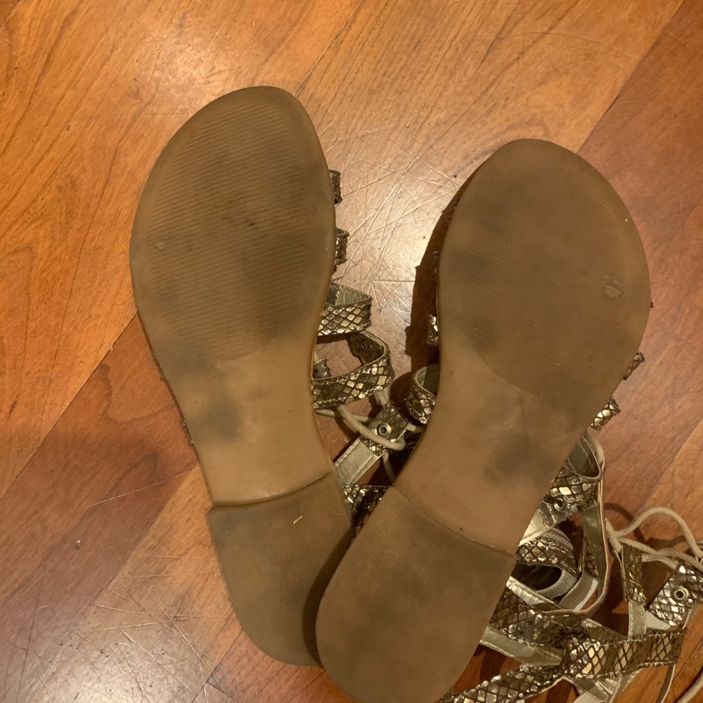 Steve Madden Gold Snake Lace up Gladiator Sandals - Picture 4 of 4